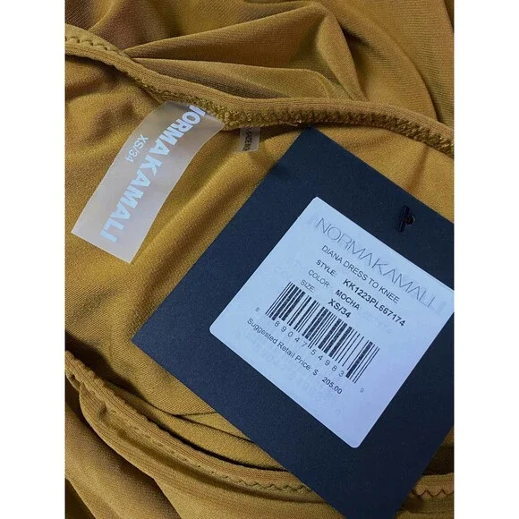 $205 Norma Kamali Diana Women's Gold Diana Ruched One-Shoulder Dress Size XS/34 - Picture 4 of 5